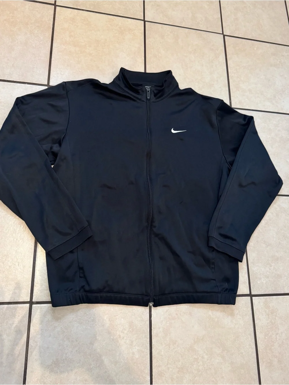 Nike Black Men's Full-Zip Performance Jacket with White Swoosh